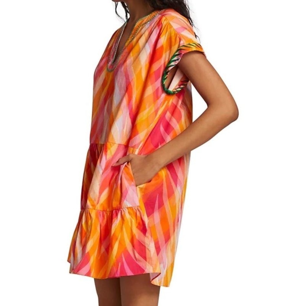 SOLD OUT SALONI Ashley-B Tunic Dress Sunset US 6 Geometric Bohemian Resort EUC - Picture 2 of 12